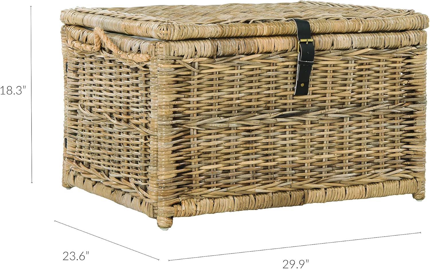 happimess HPM9001C Caden 30" Wicker Storage Trunk, Collapsible for flat storage, Rattan-Kubusoft Gray, Coastal for Office, Dorm Room-LivingRoom, Bedroom, Dining Room, Natural