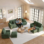 Welzona 87.2" Couches for Living Room, Comfy Green Couch 7.5" Extra Thick Cushion, Sofas for Living Room Tool-Free Setup, Loveseat Sofa 848lbs Support, Corduroy Couch for Bedroom, Apartment, Office