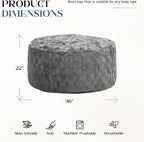 Hobestluk Bean Bag Chairs Beanbag Chair with Filler Adult Bean Bags with Fluffy Plaid Cover, Giant Bean Bag Chairs for Adults for Living Room, Bedroom (Grey, 3FT - 36” x 36” x 22”)