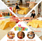 BABAMU Modular Kids Play Couch, Fries Box Design Child Sectional Sofa, Fort-Play Bedroom & Playroom Furniture for Toddlers, Convertible Foam, Washable Covers