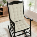 AddGrace Rocking Chair Cushions Indoor Tufted Cushions for Rocking Chairs with Ties Comfortable Textured Fabric Set of Seat & Back Cushion 21x17/17x17 Ivory
