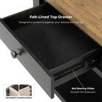 Furniture of America Narella Modern Farmhouse Solid Wood End Tables Set of 2, Bedside Nightstand with Drawer, Shelf and USB Ports, Wooden Night Stand for Bedroom, Dorm, Black/Rustic Oak