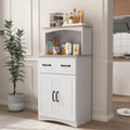 Microwave Cabinet with Storage and Drawers, Kitchen Microwave Stand with Storage, Microwave Stand with Hutch & Adjustable Shelves, Microwave and Coffee Bar Cabinet for Kitchen, Dining Room