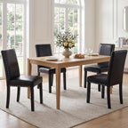 Giantex Black Dining Chairs Set of 4, Faux Leather Upholstered Parsons Kitchen Chairs with Solid Rubber & Bent Wood Legs, Thick Padded Seat, Armless Side Chairs for Living Dining Room Restaurant