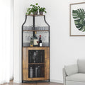 Corner Wine Cabinet Removable Design with Glass Shelves Mesh Doors Compact Sideboard and Buffet Cabinet Ideal for Home Bar and Living Room Storage