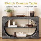Console Table, 55-Inch Entryway Tables 3-Tier Wood Narrow Sofa Tables for Living Room Foyer Table for Entryway, Hallway, Entrance
