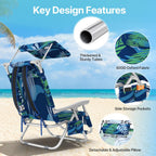 Suteck Zero Gravity Beach Chair with Canopy, Backpack Beach Chairs for Adults, Lightweight Adjustable Reclining Beach Chair with Shade, Folding Lay Flat Chair for Beach Poolside Outdoor