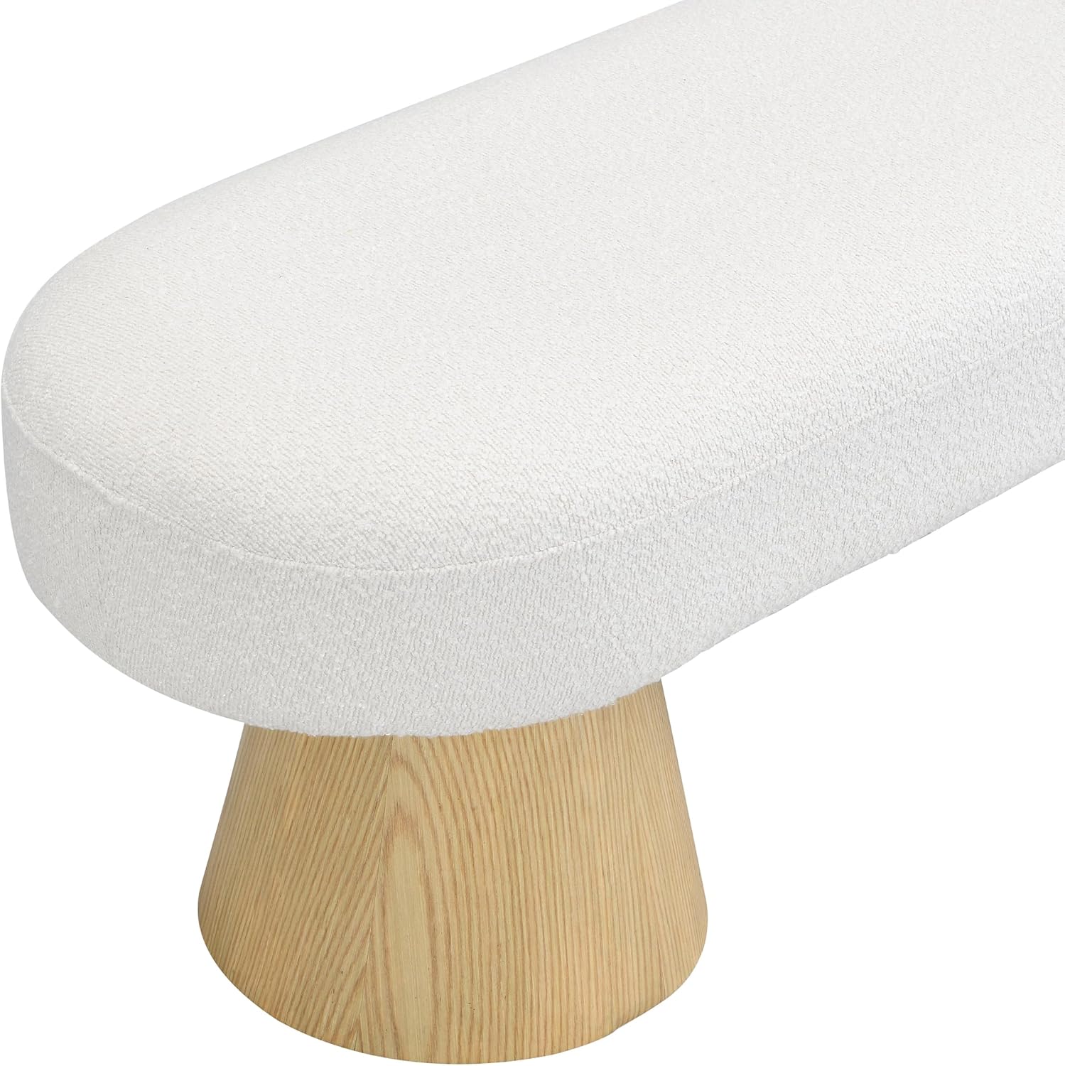 64" L Upholstered Dining Bench with Boucle Fabric and Wood Legs, 300 lb Weight Capacity, Entryway Bench for Dining Room, Bedroom End of Bed, Living Room (Beige)