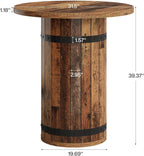 Tribesigns Round Bar Table, 39.4-Inch Bar Height, Bistro Pub Table for Kitchen, Living Room, Small Space, Brown (Only Table)