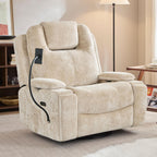 360° Swivel Rocker Recliner Chair for Adults, Rocking Chair Nursery with Massage and Heat, Chenille Fabric Recliner with Cup Holders & Side Pocket for Living Room