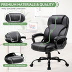 Ergonomic Office Chair with High Back, Comfy Desk Chair, Adjustable Executive Office Chair for Home Office, Big and Tall Computer Chair Heavy Duty, 360° Swivel, Faux Leather Black