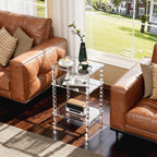 Acrylic Side Table Clear 3-Tier End Table for Living Room, Office, Hallway, Bedroom,Bathroom (Clear, Nomal)