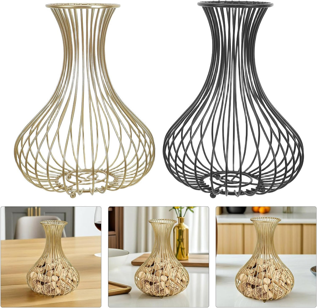 Garneck 2pcs Wine Cork Storage Basket, Decorative Iron Countertop Organizer with Robust Construction and Cleaning Convenience, Rustic Style Wine Stopper Holder for Kitchen Accessory