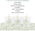 Clear Flat Glass Marbles Vase Filler Beads (5lb, 500 Stones) | Glass Pebbles, Mancala Gems