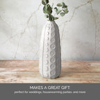 Mikasa White Ceramic Vase with Embossed Dot Texture, 15.5 Inch Tall Floor Vase for Home Decor, Living Room, Bedroom, and Entryway