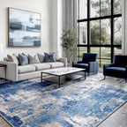 RELEANY Washable Area Rugs 5'x7' Non-Slip Modern Abstract Soft for Living Room Entryway Bedroom Kitchen, Print Pattern, Blue Grey Navy Gray