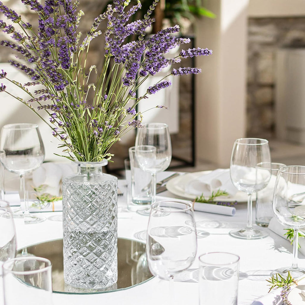 Clear Glass Bud Vase, 20 Pack Living Bud Vases, Small Diamond Bud Vases in Bulk, Mini Flowers Vases for Table Centerpiece, Office, Wedding Reception, Home Decor