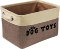 PET ARTIST Dog Toy Basket, Collapsible Dog Toy Bin Box, Large Pet Toy Storage Organizer with Comfortable Handles for Accessories, Toys, Coat & Clothing, Blanket & Leash, Brown-1, 15"x11"x9"