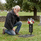 Geosar Cemetery Vases for Grave Metal Flower Holder with Spikes Memorial Funeral Gravesite Flowers Vase Decorations for Loss of Loved One(Goodby are Not the End)