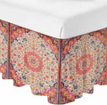 Boho Ethnic Bed Skirt Full/Queen Size Bed Skirting 18 Inch Drop Adjustable Elastic Dust Ruffles Wrap Around Bedskirt Pleated Southwest Aztec Tribal Geometric Aesthetic Bedding Frame Cover for Dorm