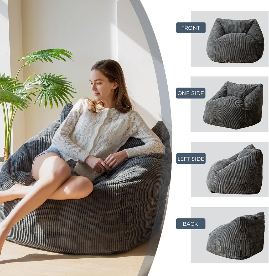 MAXYOYO Bean Bag Chair, Floor Sofa with Handle, Bean Bag Chairs for Adults and Kids, Teens Living Room Bean Bag, Accent Sofa Chair with Pocket for Gaming Reading Relaxing