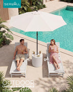 SERWALL Outdoor Round Umbrella Side Table, Multi-Functional Use, Beige