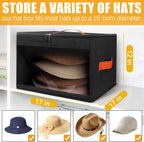 kushon Upgraded Hat Storage Box for Women & Men,Closet Hat Boxes Organizer Bag with Dustproof Lids,Cowboy Hat Box,Hat Carrier Case For Travel