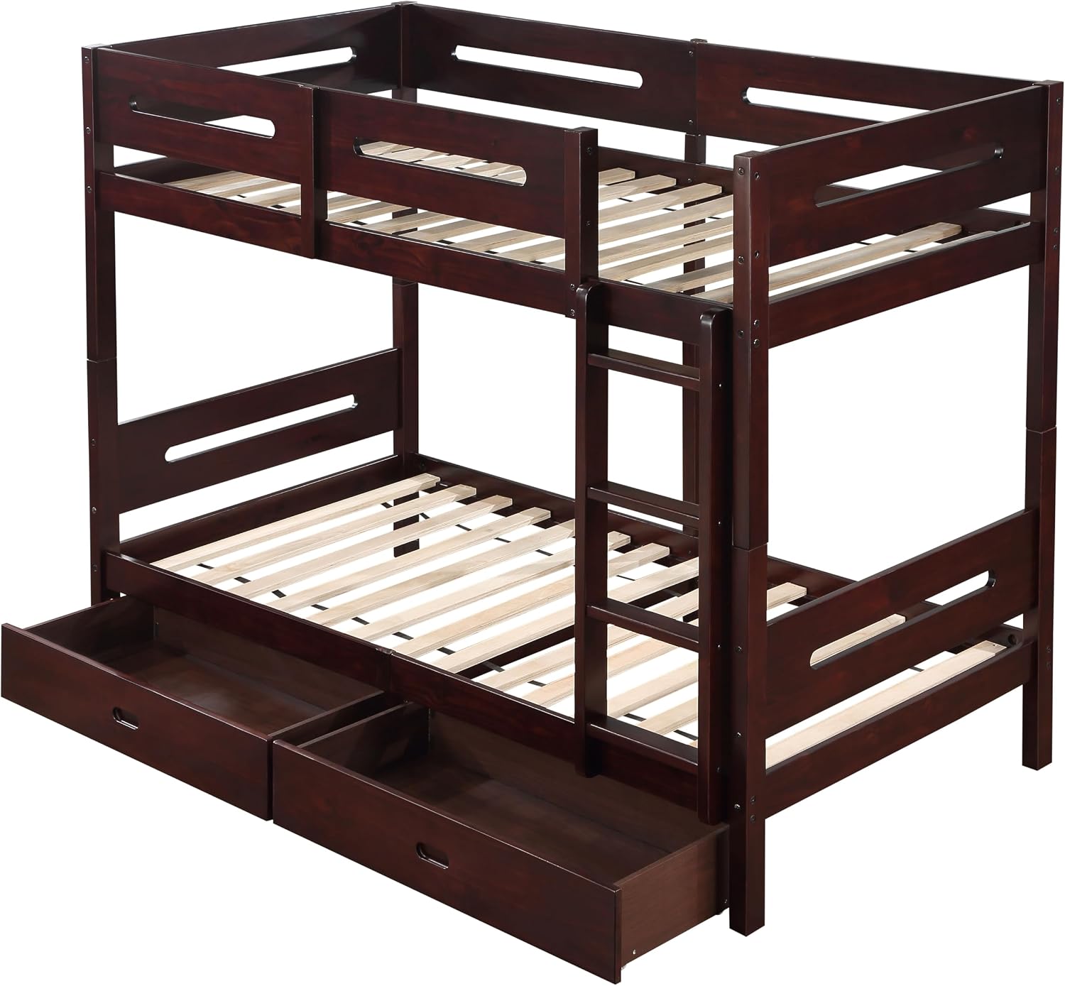 Espresso Twin,Twin Bunk Bed with Ladder