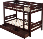 Espresso Twin,Twin Bunk Bed with Ladder