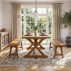 Solid Wood Dining Bench, 63 Inch Long Farmhouse Kitchen Bench for Dining Room, Kitchen, Easy to Assemble, Brown
