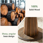 Solid Wood End Table, 20.87" Small Round Pedestal Side Table with Tree-Ring Patterns, Conical Base with Line Design for Living Room, Bedroom and Small Spaces