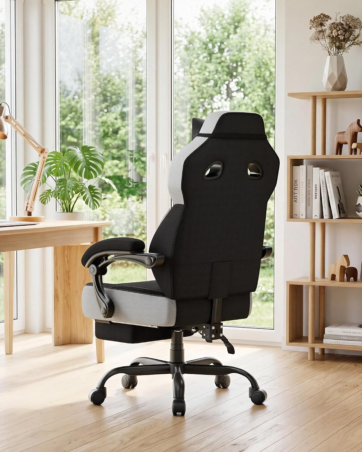 GTPLAYER Big & Tall Gaming Chair, 90°-155° Adjustable Reclining Office Seat with Footrest, Ergonomic Comfy Computer Desk Chair for Adults, Home Office Gaming Study Use, Black