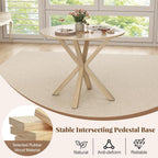 Giantex 36" Round Dining Table for 4, Farmhouse Kitchen Table with Rubber Wood Legs, Adjustable Foot Pads, Dining Room Tables for Dinette, Small Space, Dinner, Living Room, Restaurant, Oak