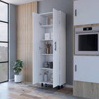 Spacious White Tall Pantry Cabinet with 5 Shelves - Kitchen Cupboard Organizer Storage