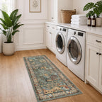 Runner Rug 2’6″x 8’ Animal Botanical Print Area Rug Vintage Kitchen Rugs Low Pile Non Slip Stain Resistant Hallway Runners Whimsical Long Carpets for Living Room Bedroom, Laundry Dorm, Green