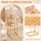 Giantex Bamboo Side Table Set of 2, 3-Tier Narrow End Table with Storage Shelves, Accent Sofa Couch Bedside Table, Boho Night Stand for Living Room Bedroom Small Spaces (16’’L x 11’’W x 25.5’’H)