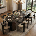 38.6" to 110.2" Modern Extendable Dining Table, 2-12 People Expandable Fluted Round Table with Storage, Space Saving Table for Party Weddings Meetings Celebrations (Black)