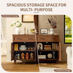59" Accent Sideboard Buffet Cabinet with Storage,Credenza with Vintage Carved Doors and Adjustable Shelves,Entryway Cabinet,Storage Cabinet for Living Room,Dining Room,Entryway,Walnut