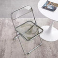Luxury Modern Transparent Folding Chair, Acrylic Folding PC Plastic Living Room Seat, Chrome Frame(Grey)