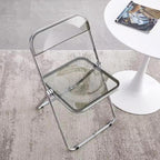 Luxury Modern Transparent Folding Chair, Acrylic Folding PC Plastic Living Room Seat, Chrome Frame(Grey)