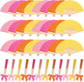 Beeveer 48 Pcs Paper Folding Hand Fans Bulk, 8.3 Inch Handheld Bamboo Multicolored Paper Fans with 3.3 Inch Premade Twist Tie Bows for Wedding Party Favors Bridal Shower Gift DIY Decor (Bright Colors)