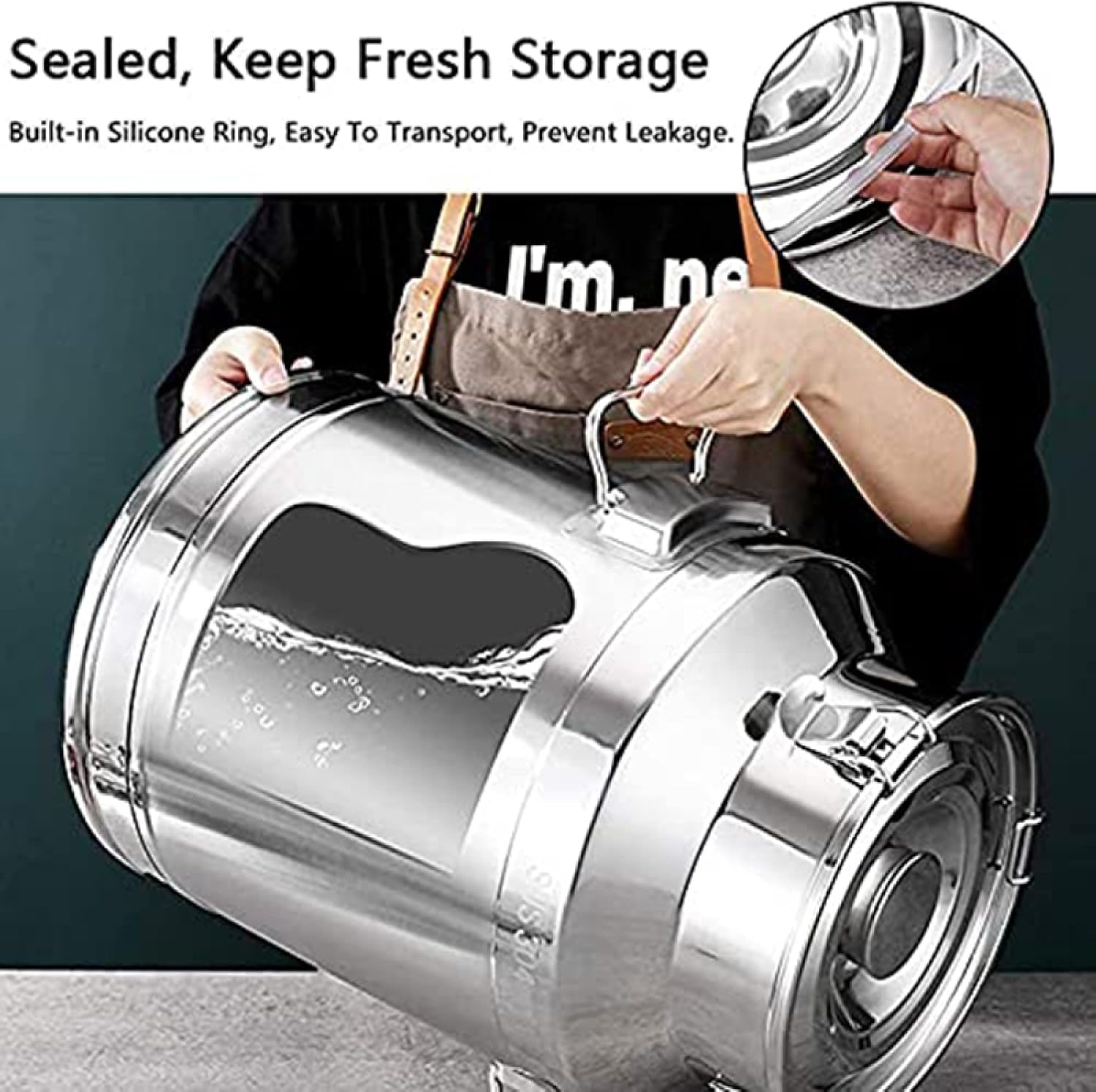 Airtight 20L Stainless Steel Milk Canfarm Storage Container with Sealed Lid & Spigot Dispenser for Milk Wine Oil Teadurable & Convenient Transport Solution,Siliver-28L