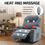 Korser Recliner Chair, 360° Manual Swivel Rocker Chair with Overstuffed Headrest, Rocking Chair with Massage and Heating, Lounge Chair with Cup Holders for Living Room, Bedroom, Nursery, RV, Chenille