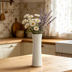 12 Inch White Vase Ceramic Flower Vase, Tall Vases for Pampas Grass, Home Decor, Modern Textured Vases for Living Room Decorations,Table Centerpieces,Shelf,Farmhouse Small Ceramic Vase