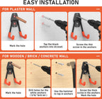 Heavy Duty Wall Mount Garage Hooks, 42-Pack | Hanging Storage for Bikes, Ladders, Hoses, Ropes, Garden Tools - For Warehouse, Workshop, Shed, Shop, Yard
