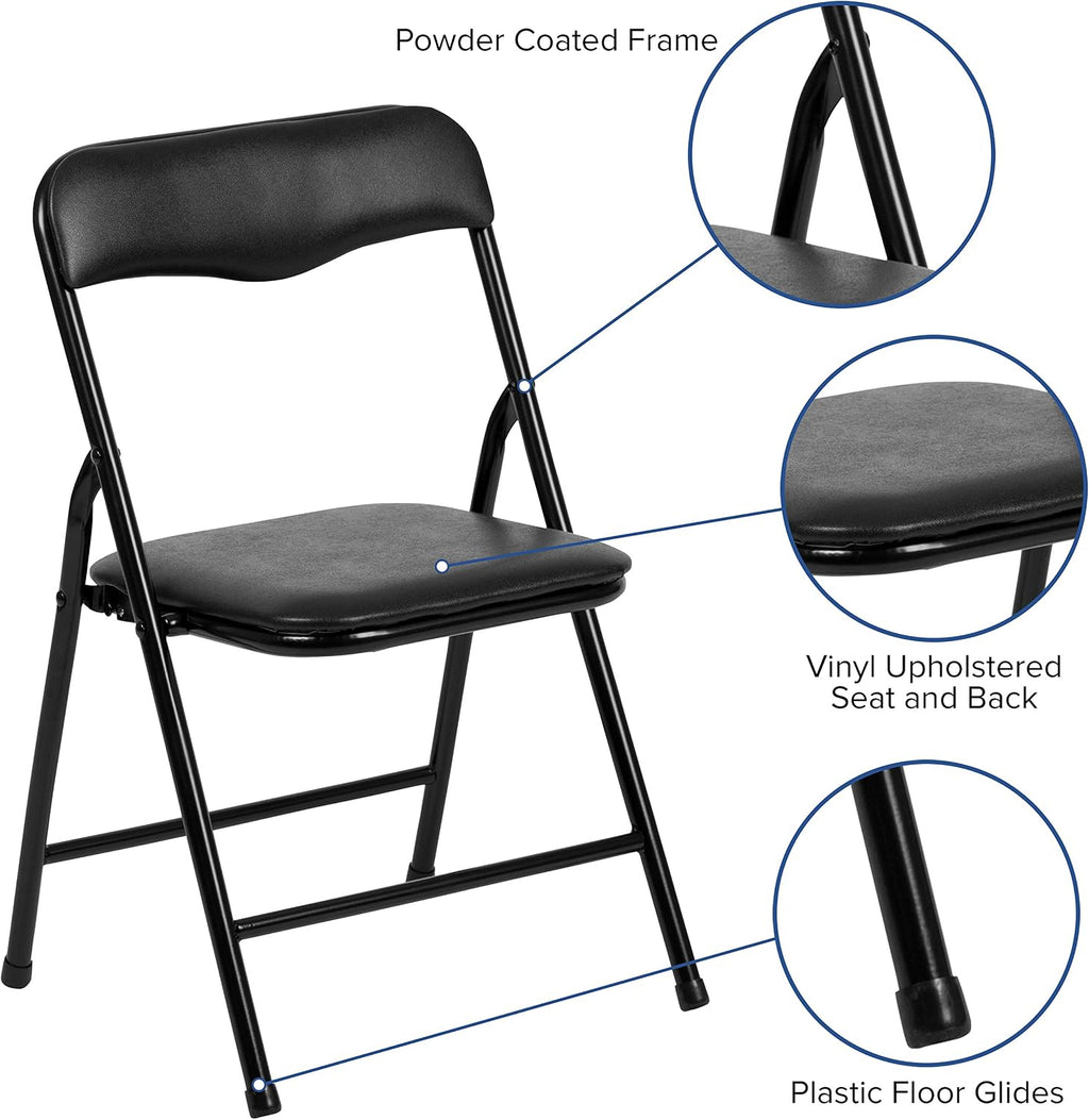Flash Furniture Mindy Kids 3-Piece Folding Table and Chairs Set for Daycare and Classrooms, Children's Activity Table and Chairs Set, Black