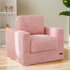 MAXYOYO Kids Bean Bag Chair, Comfy Upholstered Bean Bag Sofa with Filler | Faux Fur Floor Sofa with Pillows and Armrests, Lazy Floor Chair Couch for Boys and Girls, Pink
