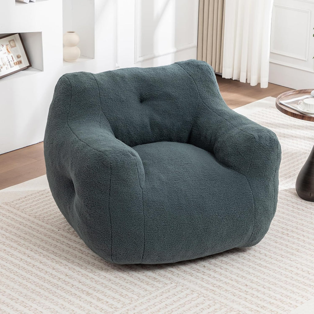 Bean Bag Chair, Bean Bag Sofa Chair with Armrests Stuffed High-Density Foam, Lazy Sofa Comfy Chairs for Living Room,Bedroom (Light Green)