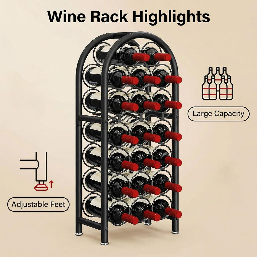 Wine Rack Free Standing Floor 23 Bottle Metal Wine Holder Organizer