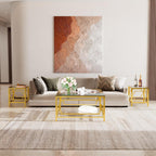 Modern 19.7" Square Glass Side Table for Living Room Luxury 2-Tier Storage End Table with Clear Tempered Glass Top and Gold Frame